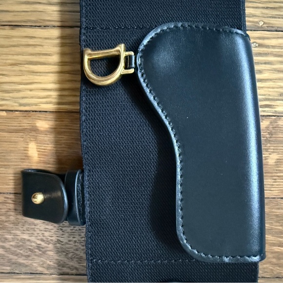 Christian Dior Black and Gold Saddle Belt